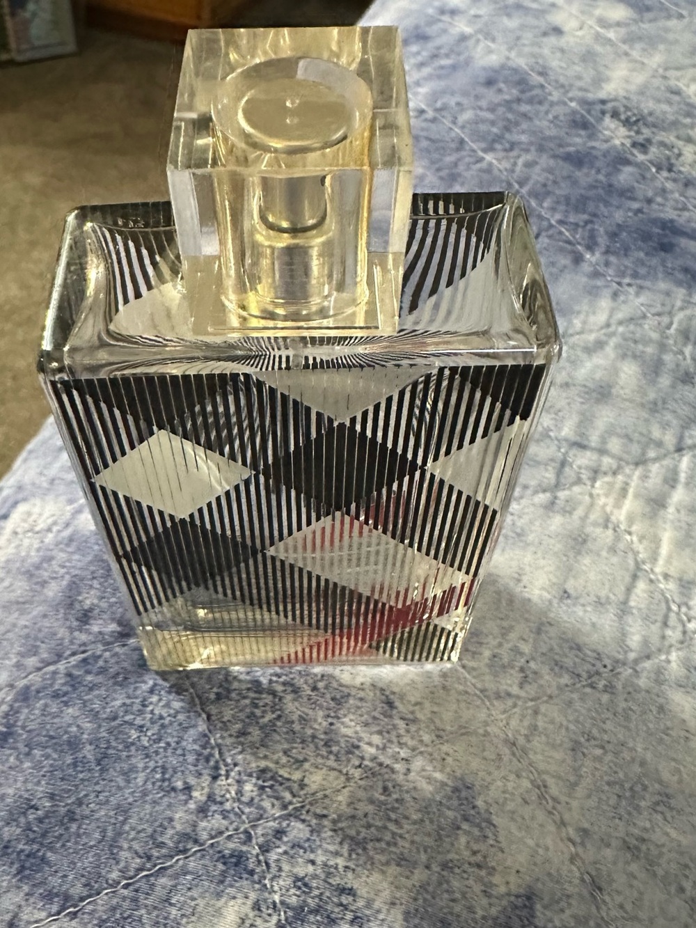 Burberry Brit for Her, Black & Red Striped Argyle Glass Accent Bottle